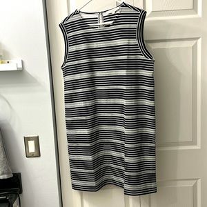 Loft. Navy and white striped sleeveless dress. Large.